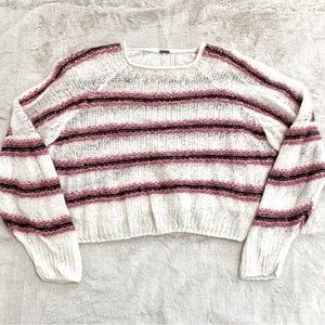 Free People Sweater Oversized Knit Pink & White Stripe Size XS